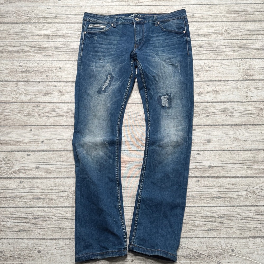 Parasuco Jeans Men's 33 Blue Medium Wash Denim Slim Fit Straight Leg Streetwear